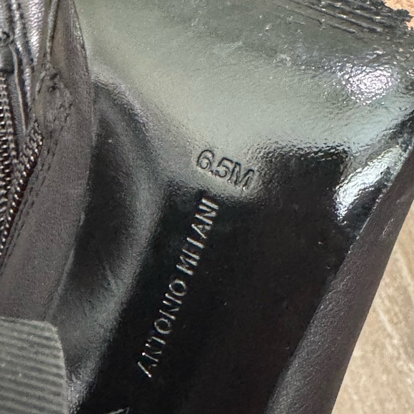 Antonio Melani Black Octavien Leather Preppy Detail On Heel Ankle Boots Size 6.5 - Picture 7 of 10
